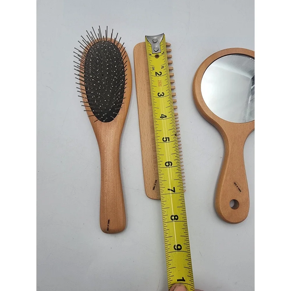 Vintage Paula Personalized Wooden  Vanity Set Hairbrush Comb Hand Mirror 3pc